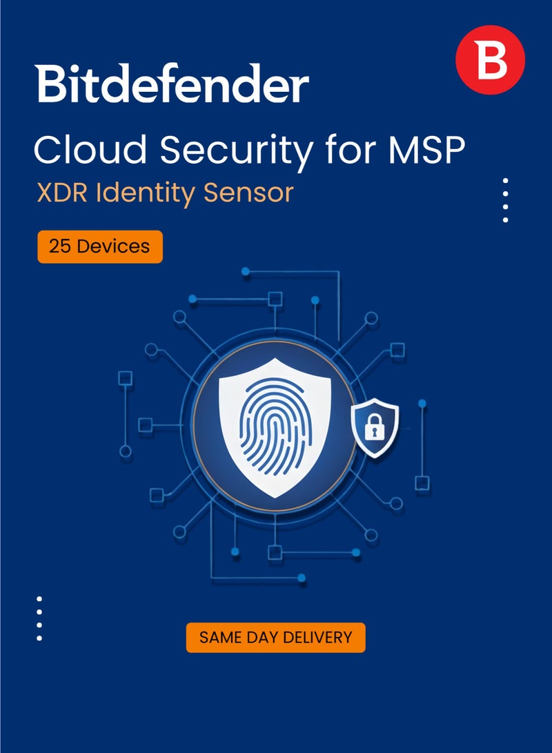 Bitdefender Cloud Security for MSP – XDR Identity Sensor 25 Devices  for 1 Year | Digital License | SAME DAY DELIVERY